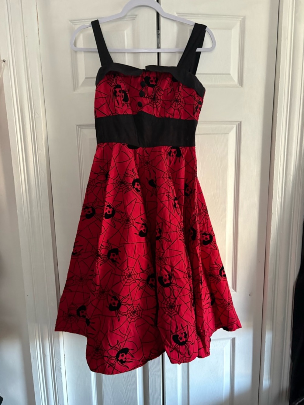Hell Bunny Red and Black Spider Web Swing Dress